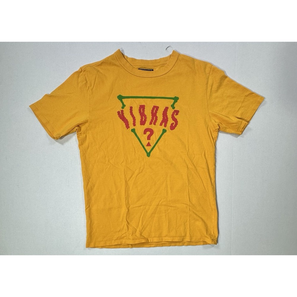 GUESS x J Balvin Vibras T-Shirt Small Yellow Triangle Logo Made in Peru